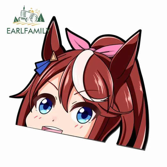 EARLFAMILY Anime Waifu Peeker Decal JDM Cartoon Girl Car Stickers Window Laptop Wall Decoration Auto Motorcycle Stickers