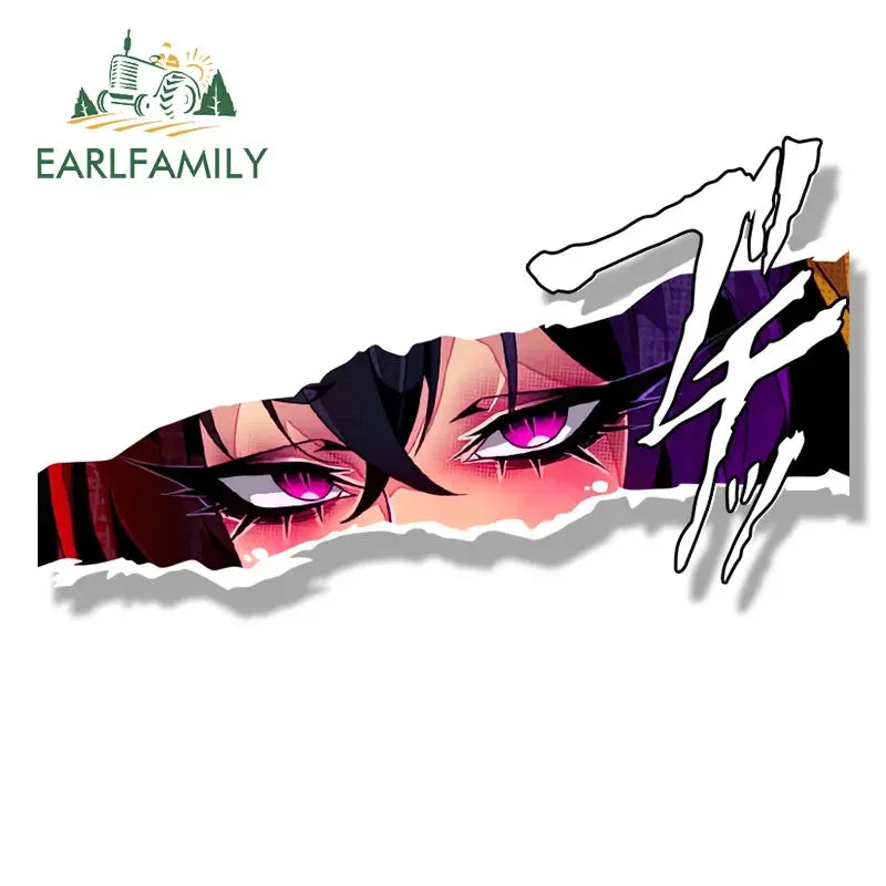EARLFAMILY Ahegao Akeno Himejima Fanart Car Sticker Cartoon Anime Sketch Waifu Decal JDM Gyaru Girl Peeker Stickers Car Wrap