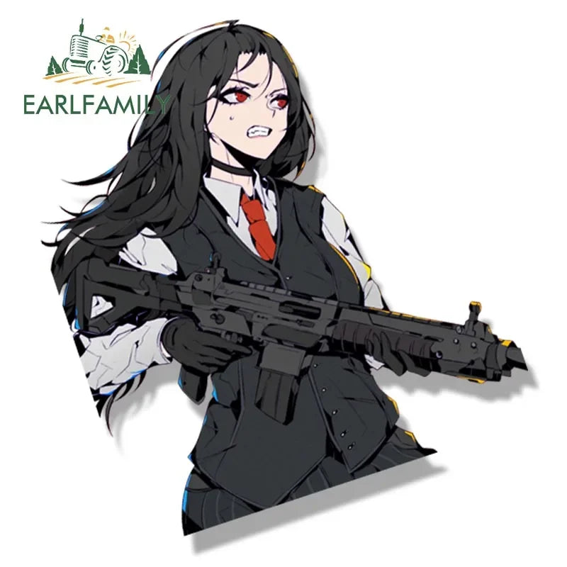 EARLFAMILY Ace Killer Akame Fanart Car Sticker Anime Sketch Waifu Decal JDM Funny Peek Girl Graffiti Stickers Car Accessories