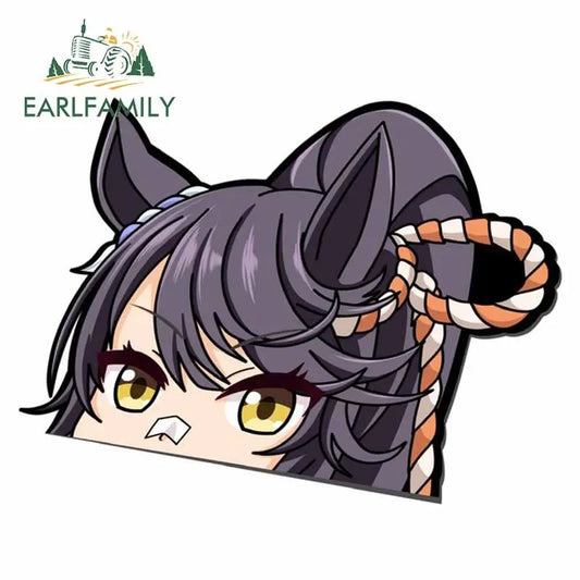 EARLFAMILY Anime Waifu Peeker Decal JDM Cartoon Girl Car Stickers Window Laptop Wall Decoration Auto Motorcycle Stickers