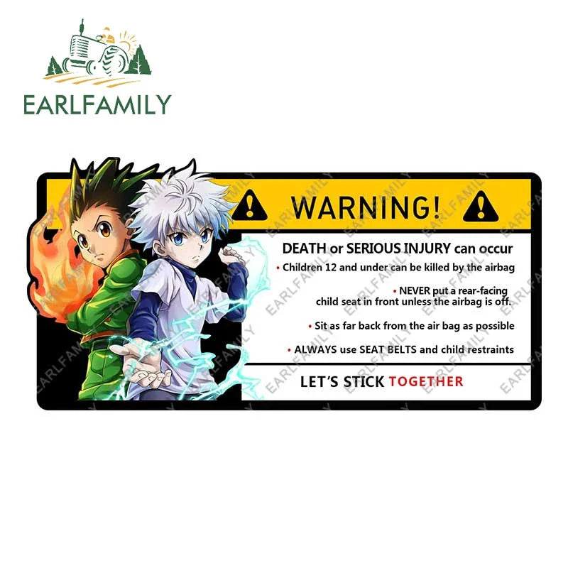 EARLFAMILY 15cm x 8.2cm Cartoon Anime Car Sticker for GON FREECSS Warning Decal Vinyl JDM Window Trunk Stickers Car Wrap