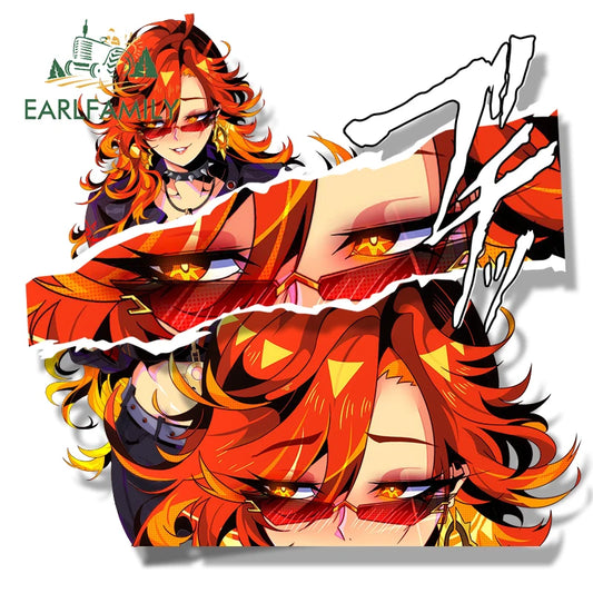 EARLFAMILY Bikini Mavuika Fanart Car Sticker Hot Genshin Impact Chibi Big Head Waifu Decal JDM Graffiti Helmet Peeker Stickers