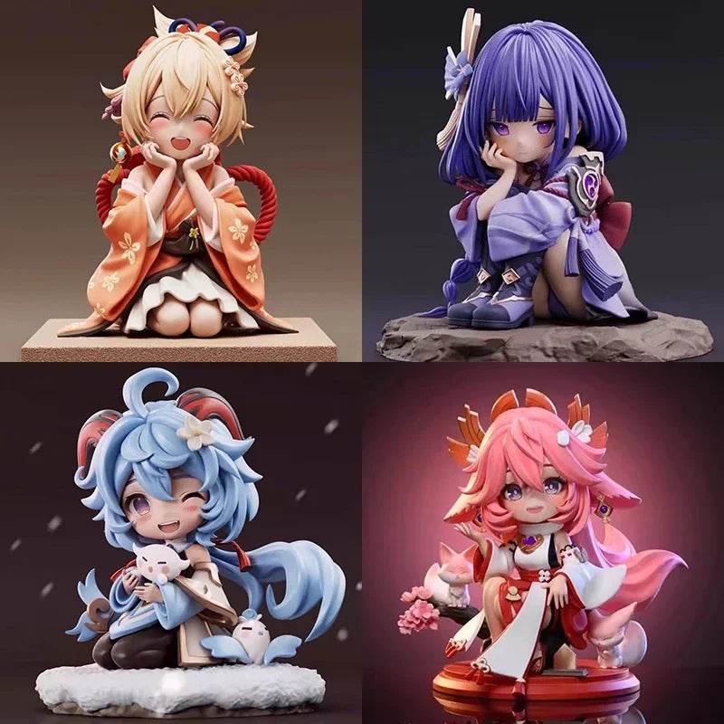 Cute Genshin Impact Figures Yoimiya Raiden Shogun Naganohara Yoimiya Yae Miko Action Figures Q Version Anime PVC Model Toys Gift