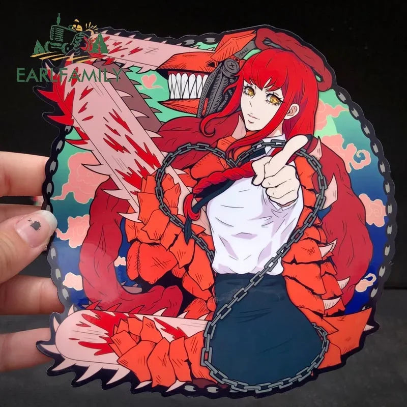 EARLFAMILY Anime Makima Car Sticker Devils Denji Decal Cartoon Car Styling JDM Window Car Bumper Decoration