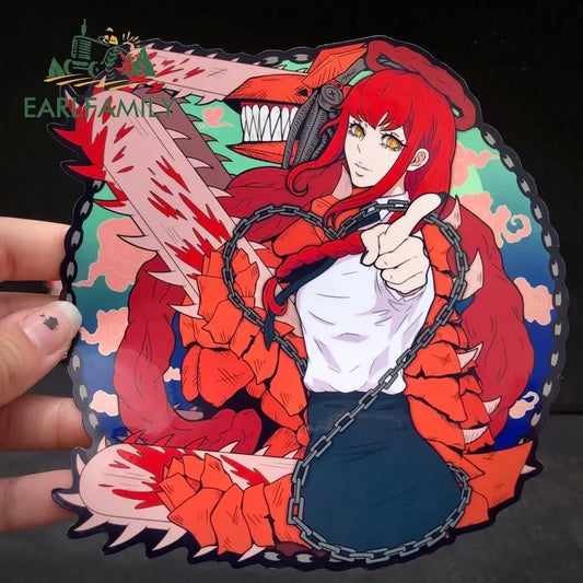 EARLFAMILY Anime Makima Car Sticker Devils Denji Decal Cartoon Car Styling JDM Window Car Bumper Decoration