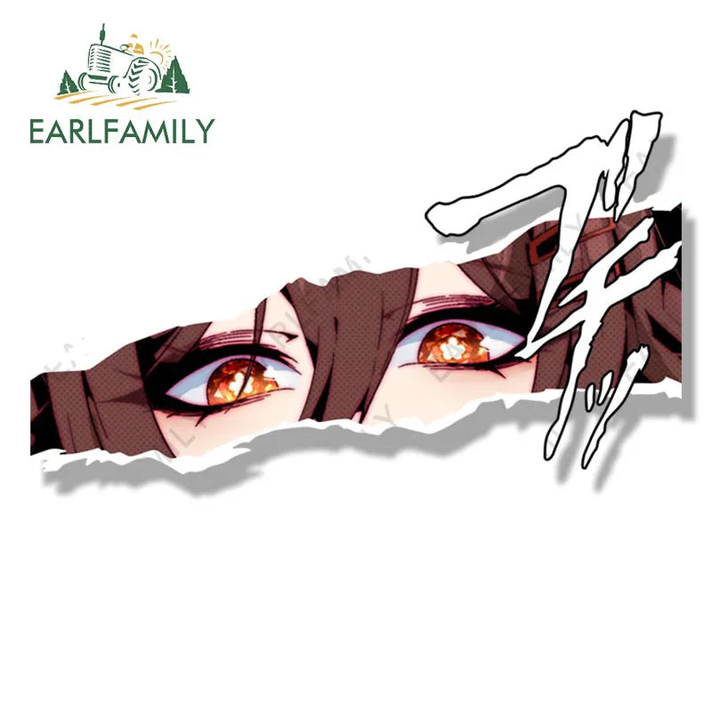 EARLFAMILY Tattoo Girl Hutao Fanart Peeker Car Sticker Anime Genshin Impact Sketch Waifu Decal JDM Cartoon Graffiti Stickers