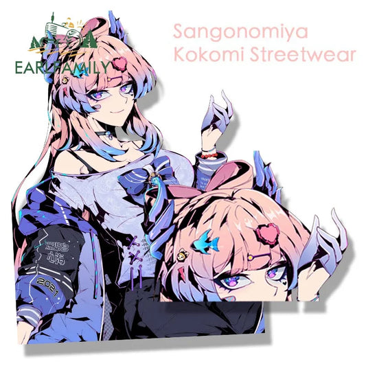 EARLFAMILY Sangonomiya Kokomi Streetwear Peeker Car Sticker Anime Genshin Impact Waifu Fanart Decal JDM Cartoon Peek Stickers