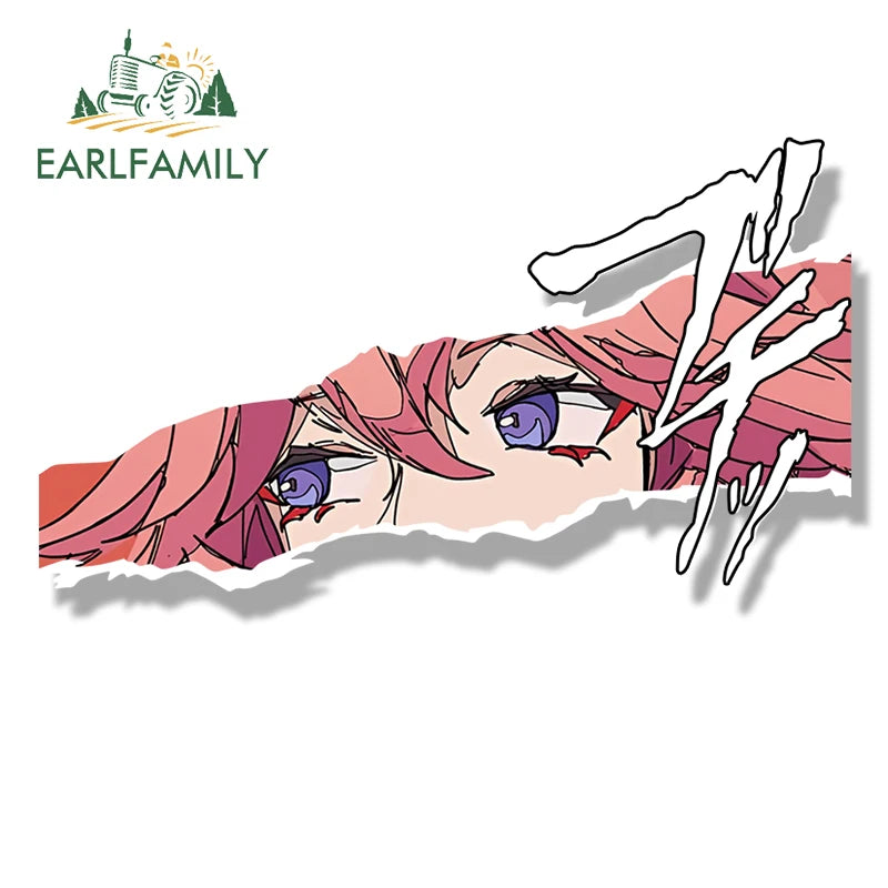 EARLFAMILY Yae Miko Fanart Car Sticker Genshin Impact Chibi Peeker Decal Cartoon Waifu Car Styling Racing Graffiti Slap Stickers