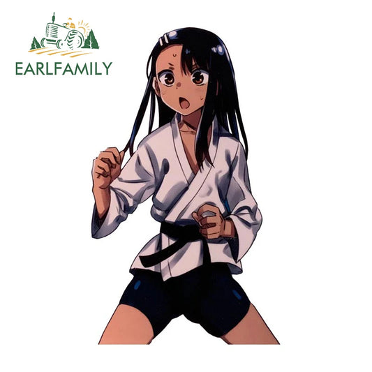 EARLFAMILY Nagatoro Hayase Cosplay Car Sticker Miss Nagatoro Sexy Uniform Decal Rear Windshield Trunk Motorcycle Helmet Stickers