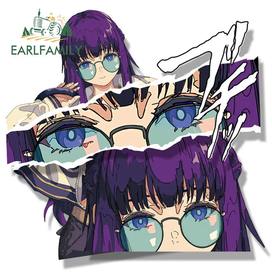 EARLFAMILY Gothic Fern Car Sticker Hot Anime Chibi Big Head Waifu Slap Decal JDM Cartoon Peek Girl Graffiti Stickers Car Styling