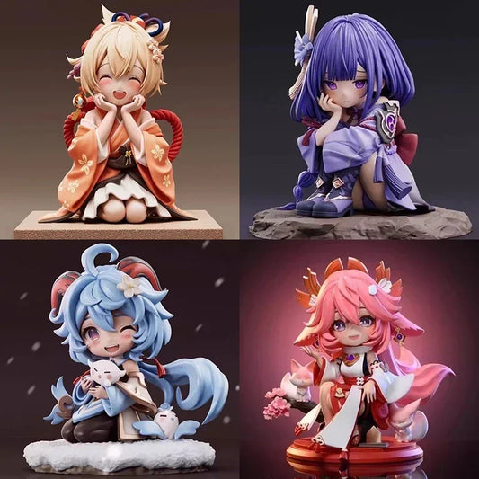 Cute Genshin Impact Figures Yoimiya Raiden Shogun Naganohara Yoimiya Yae Miko Action Figures Q Version Anime PVC Model Toys Gift