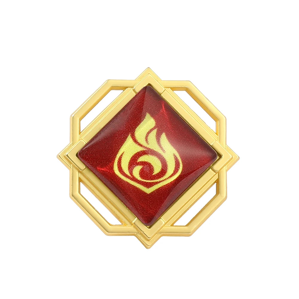 Genshin Impact Brooch – Luminous 7 Element Vision Badge, Metal Anime Pin Prop for Cosplay, Collectible & Gifts