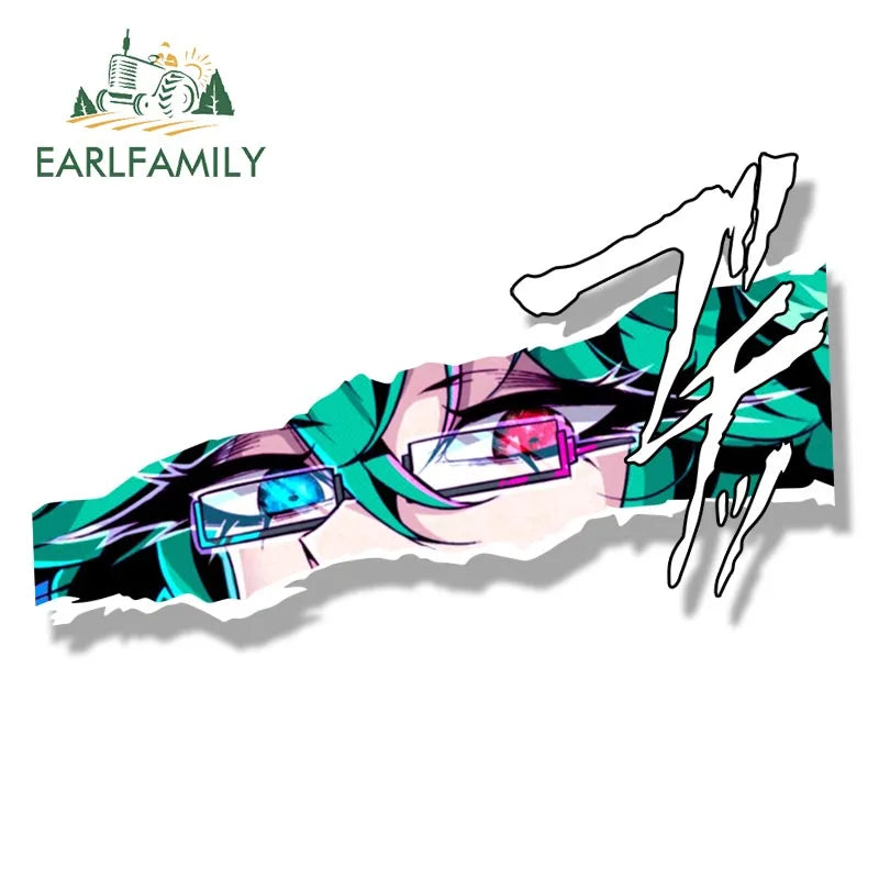 EARLFAMILY Streetwear Tattoos Aruna Car Sticker Anime Sketch Waifu Decal Window Decor JDM Cartoon Peeker Girl Fanart Stickers
