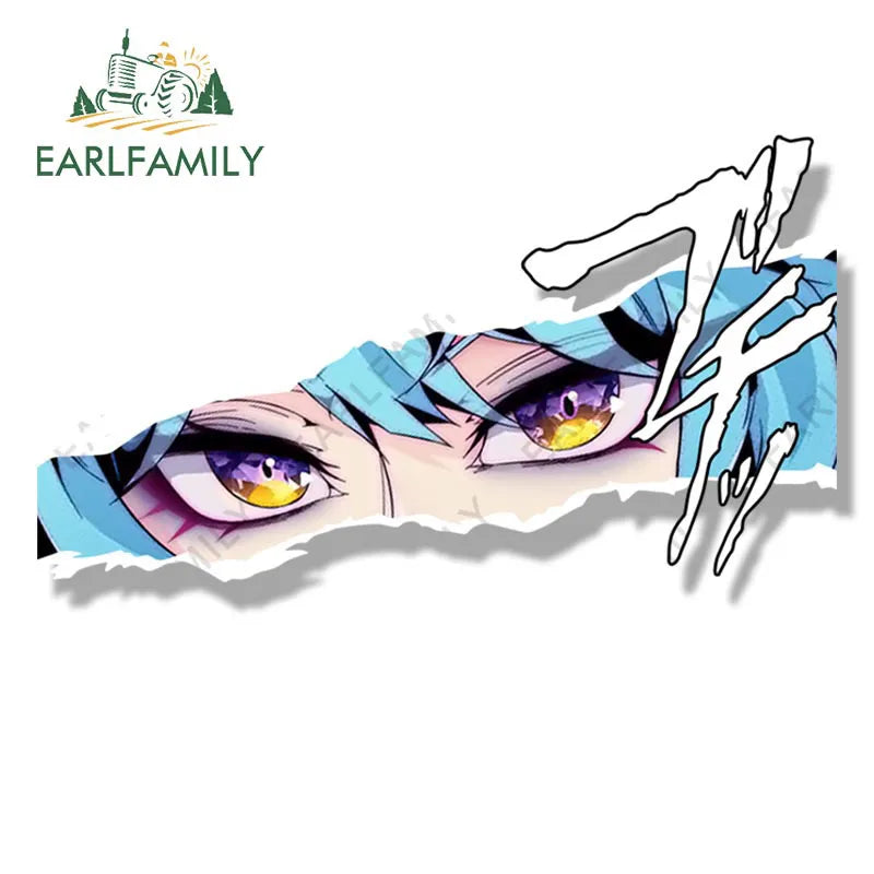 EARLFAMILY Street Punk Eula Fanart Car Sticker Anime Genshin Impact Sketch Waifu Decal JDM Cartoon Peeker Girl Stickers Car Wrap