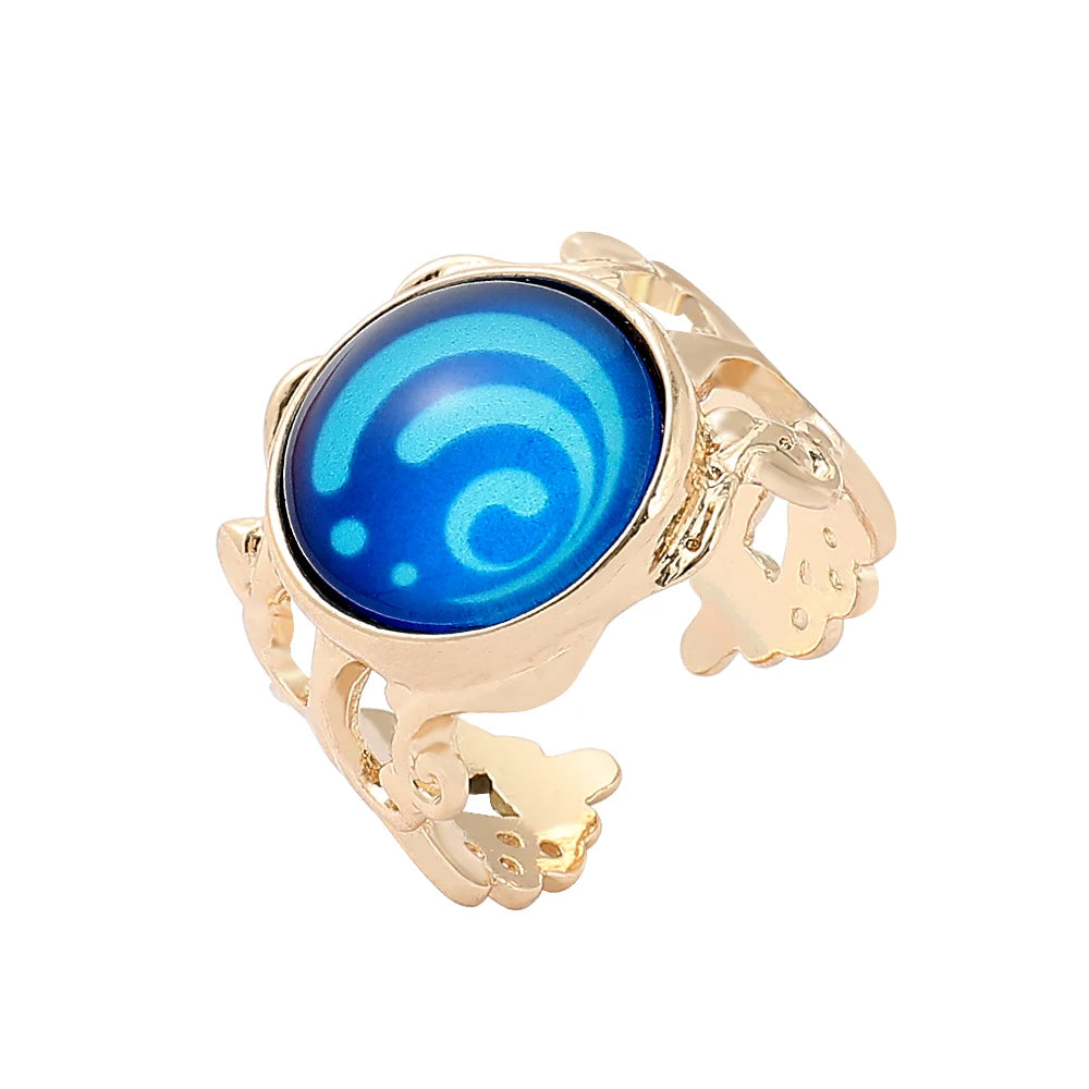 Genshin Impact Eye of God Adjustable Luminous Rings Elegant Vintage Style Jewelry Cosplay Props Clothing Accessories Fans Gifts