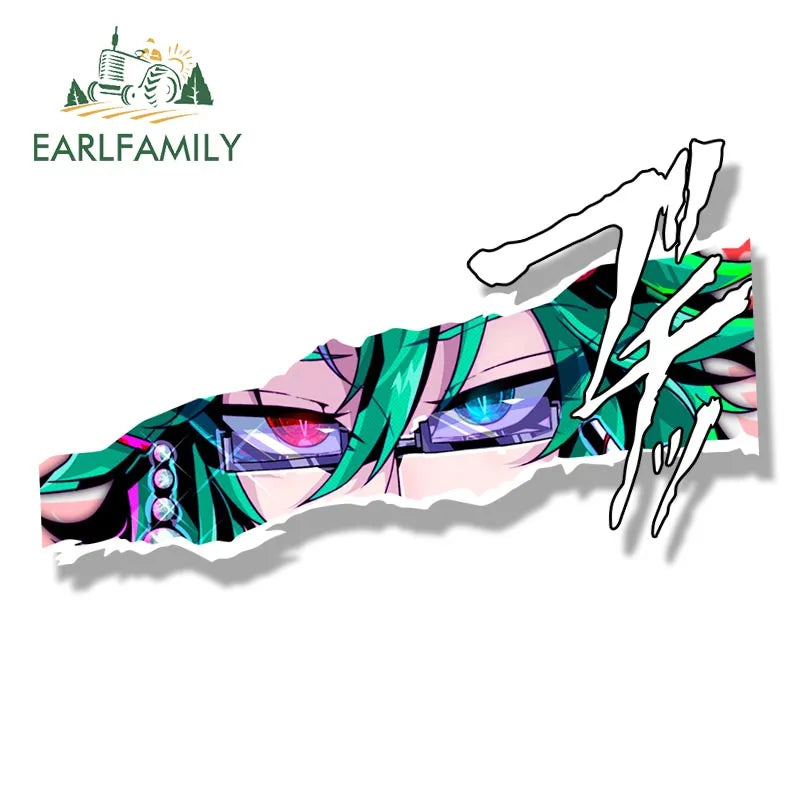 EARLFAMILY Streetwear Tattoos Aruna Car Sticker Anime Sketch Waifu Decal Window Decor JDM Cartoon Peeker Girl Fanart Stickers