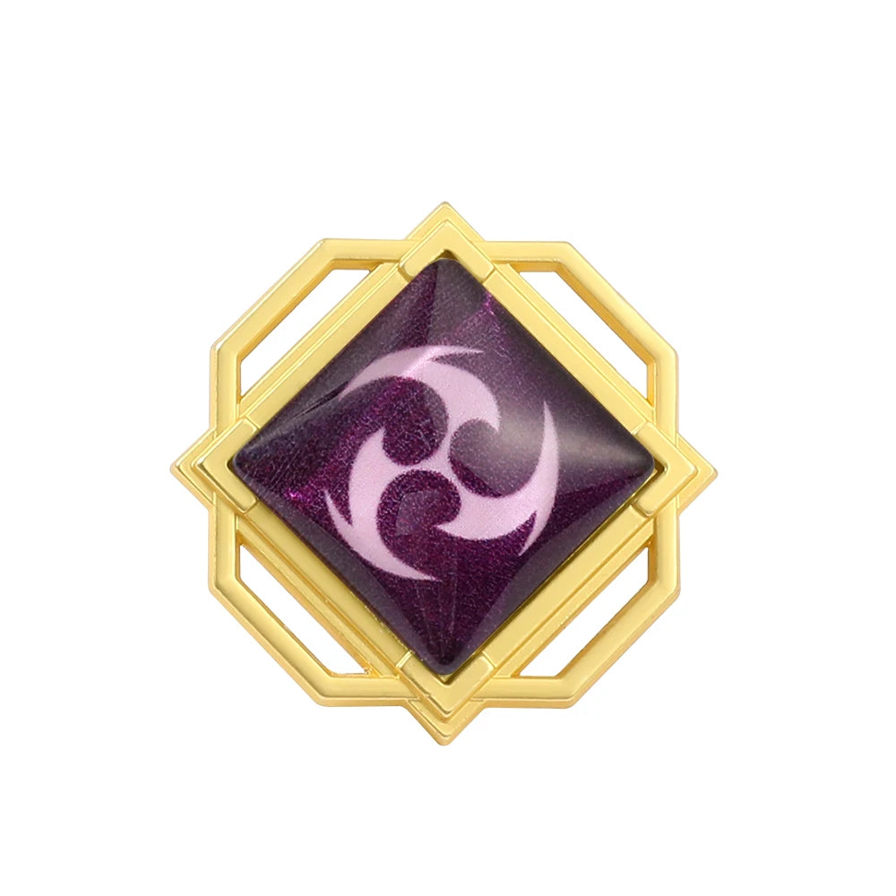 Genshin Impact Brooch – Luminous 7 Element Vision Badge, Metal Anime Pin Prop for Cosplay, Collectible & Gifts