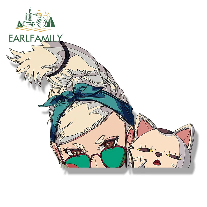 EARLFAMILY Gothic Punk Seiko Ayase Fanart Car Sticker Hot Anime Turbo Granny Cat Decal JDM Cartoon Graffiti Helmet Peek Stickers
