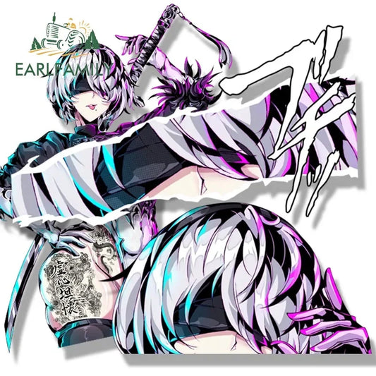 EARLFAMILY Bunny Girl Fanart Car Sticker Neir Automata Sketch Waifu Decal Cartoon Peeker Ahegao Girl Stickers