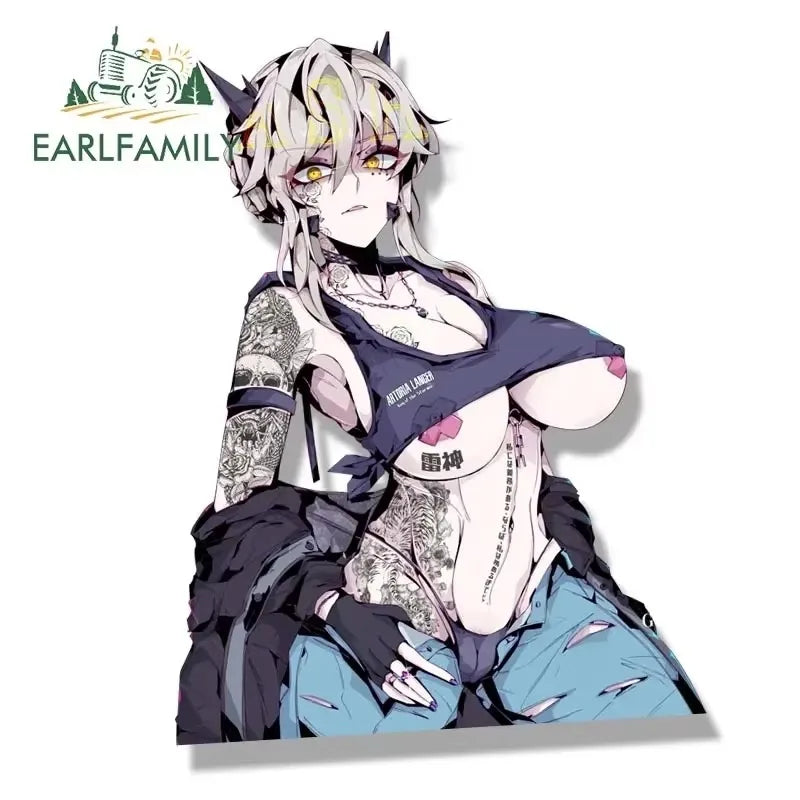 EARLFAMILY Gothic Fatui Arlecchino Fanart Car Sticker Anime Genshin Impact Knave Decal JDM Cartoon Peeker Girl Graffiti Stickers