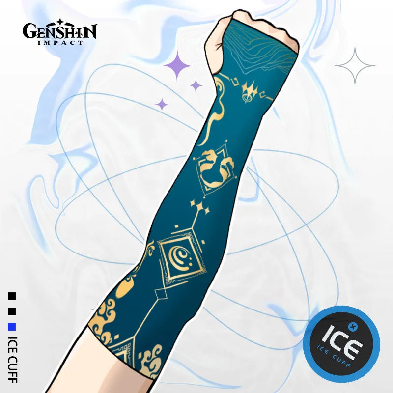 Game Impact Arm Sleeves Ice Silk Fabric Breathable Quick Dry Running Sportswear Sun UV Protection Long Arm Cover Arm Sleeves