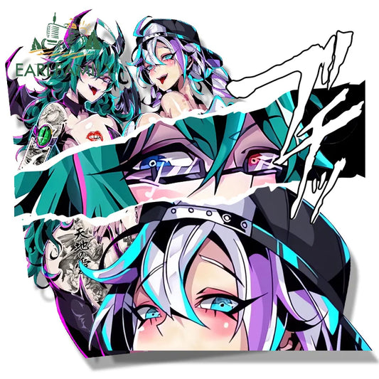 EARLFAMILY HOLO Aruna x Boba Chan Collab Car Sticker Hot Girl Waifu Die Cut Fanart Decal Tattoo Graffiti Cartoon Peeker Stickers