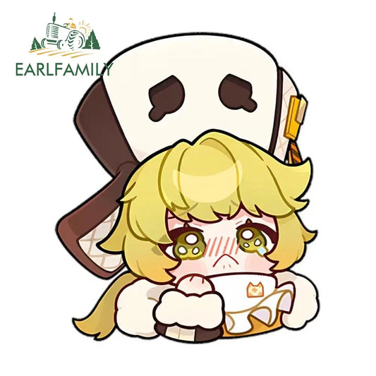 EARLFAMILY Chibi Hook Cry Car Sticker Cartoon Big Head Anime Honkai Star Rail Luggage Decal JDM Peek Girl Graffiti Sticker