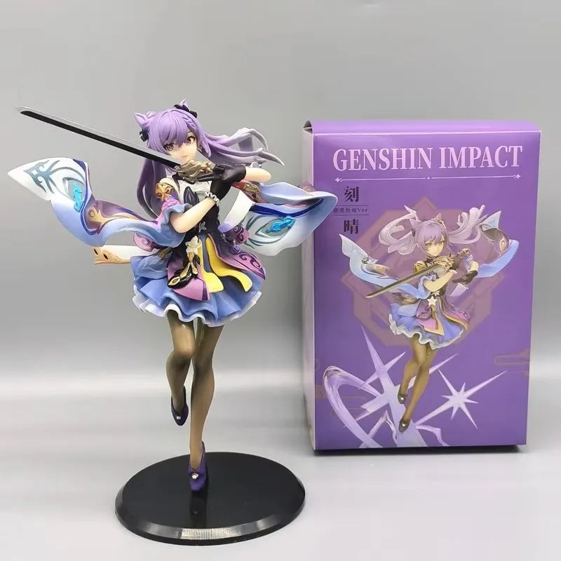 25cm Anime Figure Genshin Impact Keqing Shenhe Hu Tao Xiao Standing Sword Model Decoration Collection Toy Sexy Japanese Dolls 
