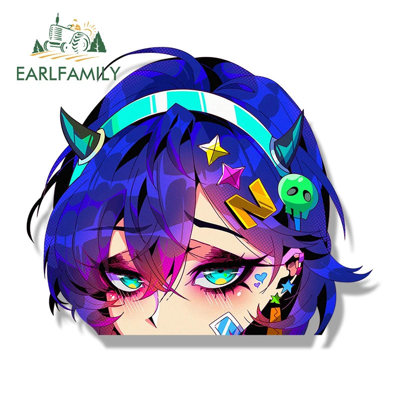 EARLFAMILY Punk Belle Fanart Car Sticker Zenless Zone Zero Sketch Waifu Peek Decal JDM Cartoon Girl Graffiti Slap Stickers