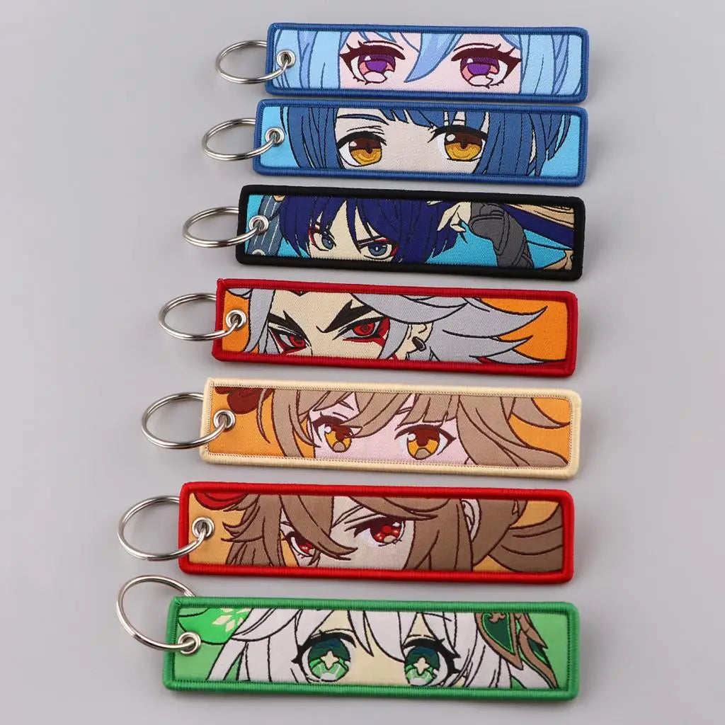 Genshin Impact Embroidered Keychain – Fashion Key Tag for Cars, Motorcycles, Bags & Backpacks, Key Ring