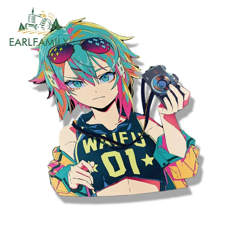 EARLFAMILY Streetwear Asada Shino Fanart Car Sticker Anime Sketch Waifu Decal JDM Cartoon Peeker Girl Stickers Car Wrap