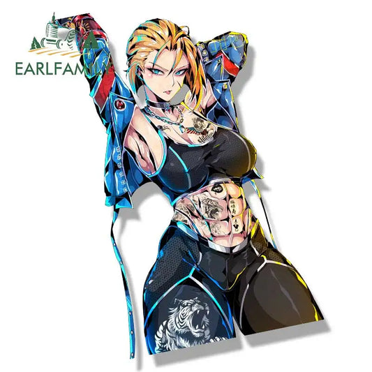 EARLFAMILY Street Punk Cammy Fanart Car Sticker Arcade Game Sketch Waifu Decal JDM Cartoon Peek Girl Graffiti Killer Bee Sticker