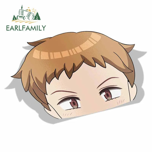EARLFAMILY  Anime King Peek Anime Big Head Vinyl Transfer Bumper Car Sticker JDM Window Trunk Decal
