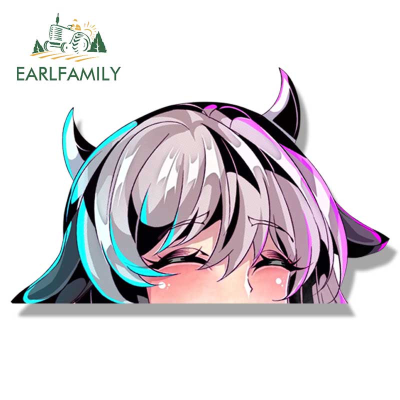 EARLFAMILY Cartoon Gyaru Tsuki Uzaki Fanart Car Sticker Sketch Waifu Decal JDM Graffiti SUGOI DEKAI Stickers Car Accessories