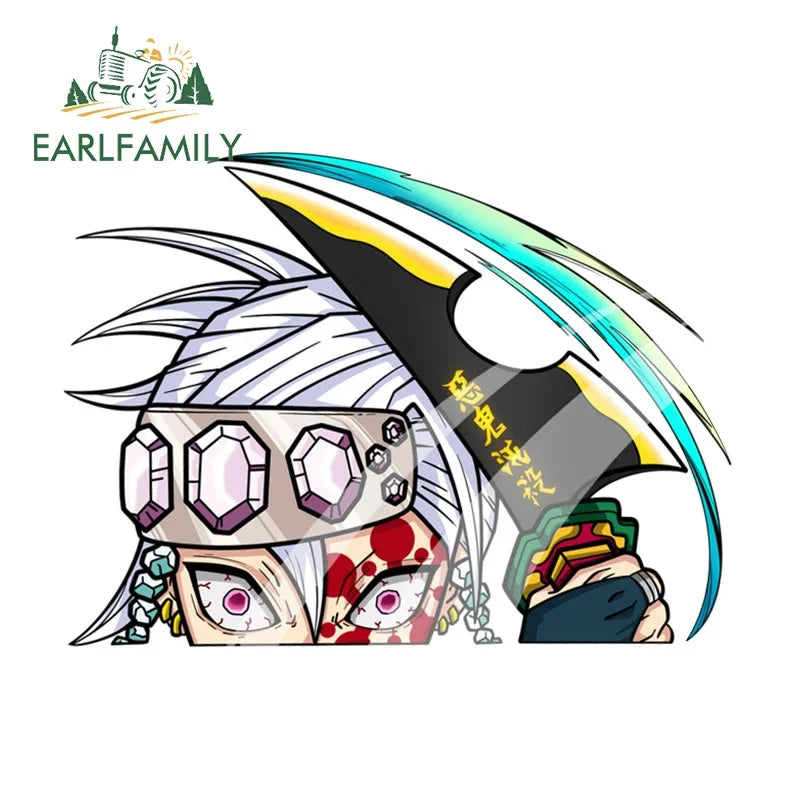 EARLFAMILY 3D INOSUKE HASHIBIRA FIGHT ME Anime Peeking Car Sticker Motorcycle Car Bumper Decal Cartoon Car Wrap