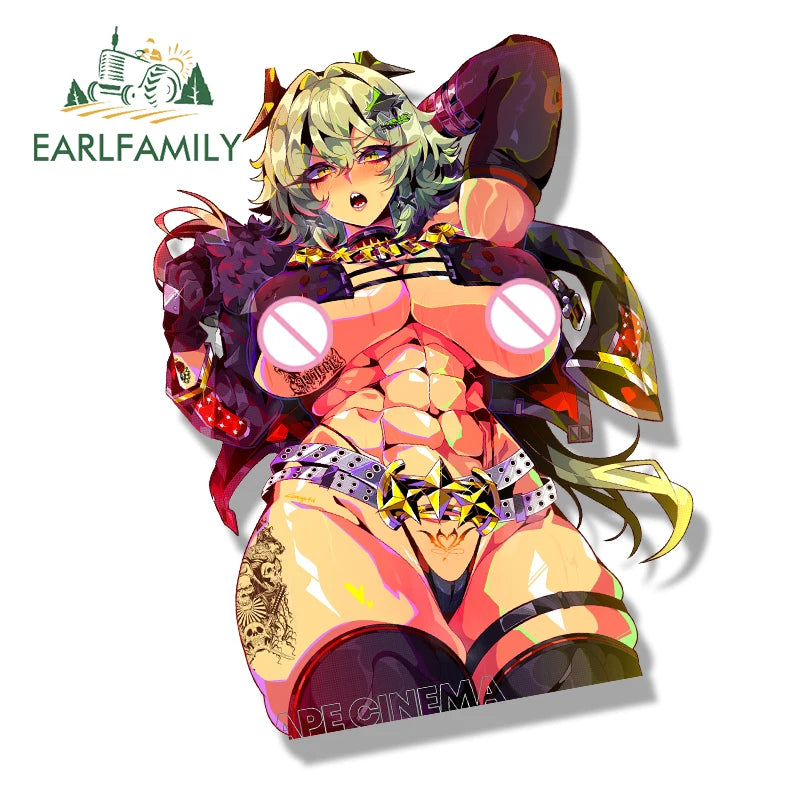 EARLFAMILY Caesar King Peek Fanart Car Sticker Zenless Zone Zero Chibi Big Head Waifu Decal NSFW Cartoon Peeker Slap Stickers