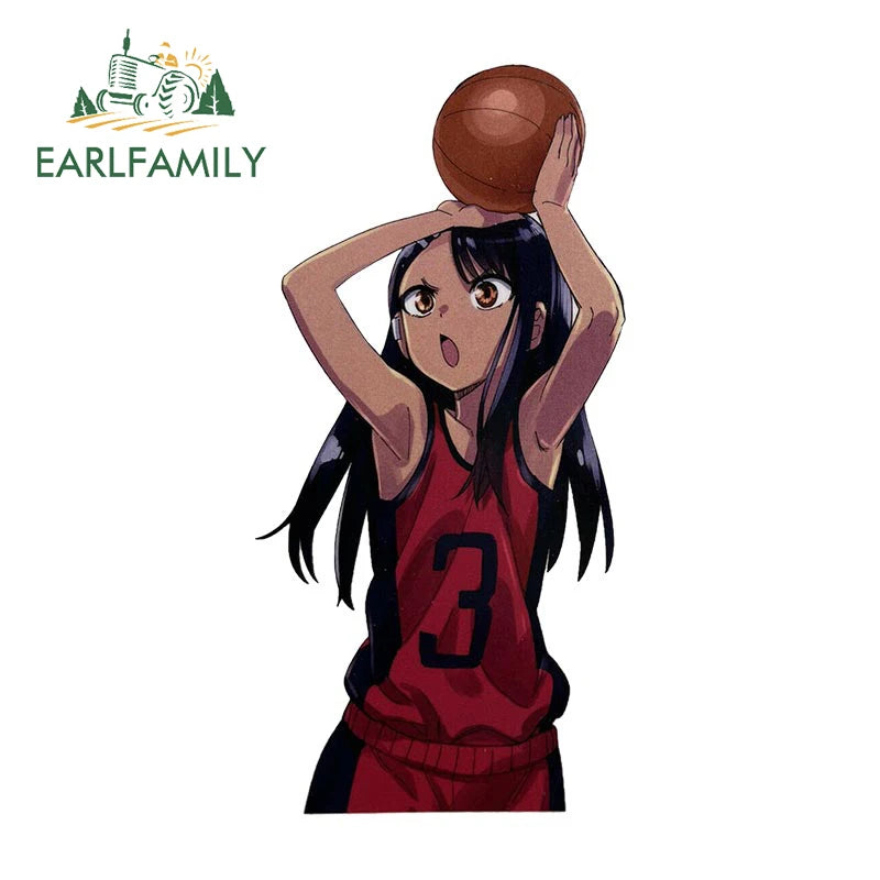 EARLFAMILY Nagatoro Hayase Cosplay Car Sticker Miss Nagatoro Sexy Uniform Decal Rear Windshield Trunk Motorcycle Helmet Stickers