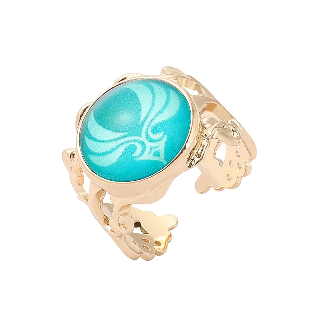 Genshin Impact Eye of God Adjustable Luminous Rings Elegant Vintage Style Jewelry Cosplay Props Clothing Accessories Fans Gifts