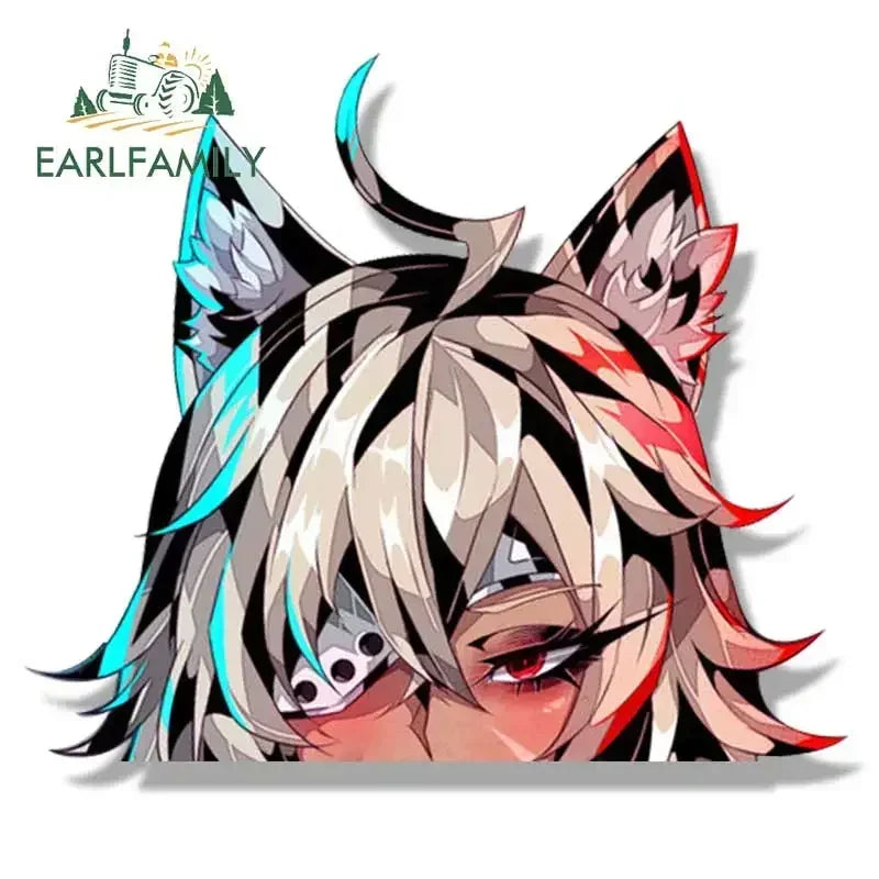 EARLFAMILY Ahegao Ghislaine Fanart Car Sticker Anime Window Trunk Decal JDM Peek Girl Graffiti Stickers Car Accessories