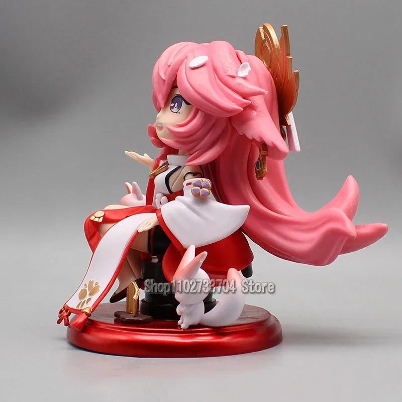 Cute Genshin Impact Figures Yoimiya Raiden Shogun Naganohara Yoimiya Yae Miko Action Figures Q Version Anime PVC Model Toys Gift