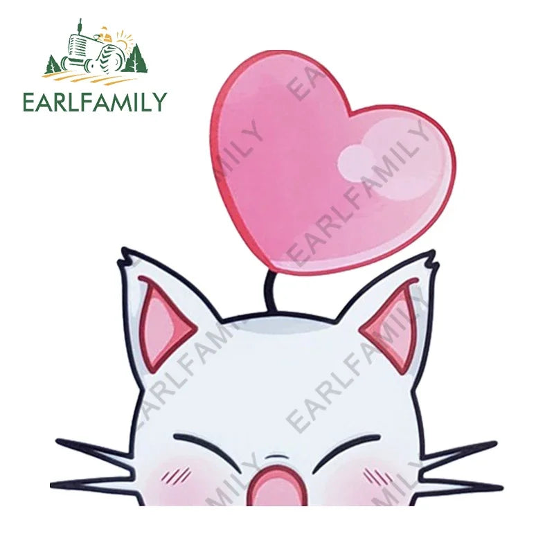 EARLFAMILY 13cm x 10cm Cartoon Moogle Peeker Car Sticker Mascot Chibi Big Head Decal Window Car Bumper Decoration