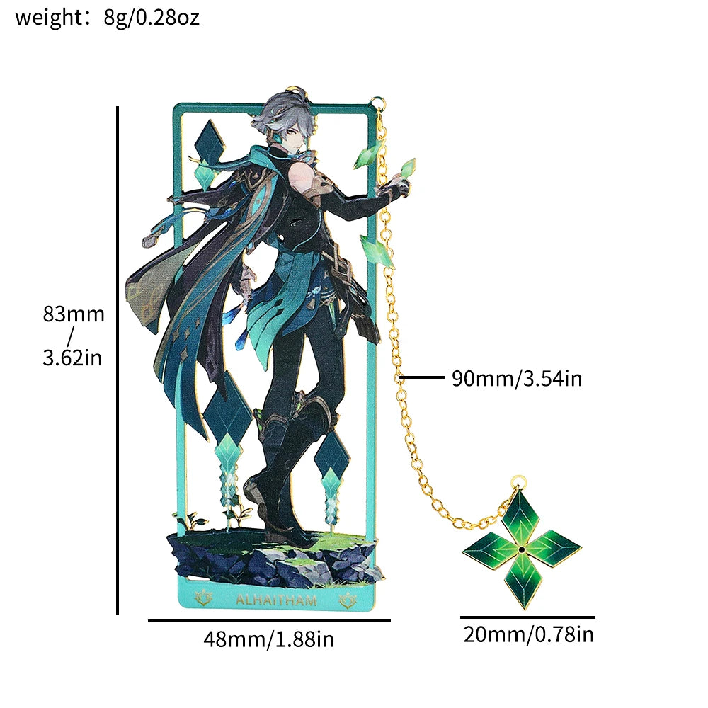 Genshin Impact Metal Bookmark – Elegant Anime Page Marker, Collectible Gift for Book Lovers & Fans