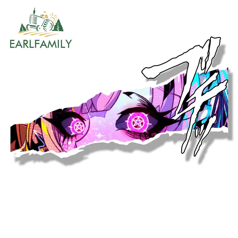 EARLFAMILY Space Demon Vtuber Car Sticker Hot SpongeyBuns Sketch Waifu Decal Chibi Big Head Peek Girl Graffiti Cartoon Stickers