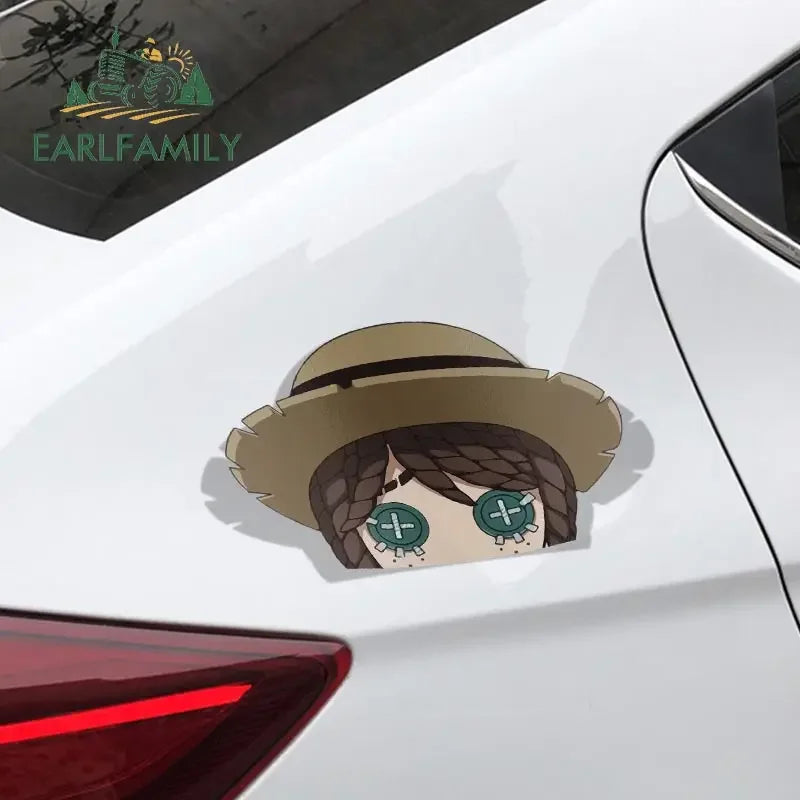 EARLFAMILY Cartoon Car Sticker for Identity V Gardener & Mercenary Peeker Peek Anime Vinyl Sticker JDM Window Trunk Bumper Decal