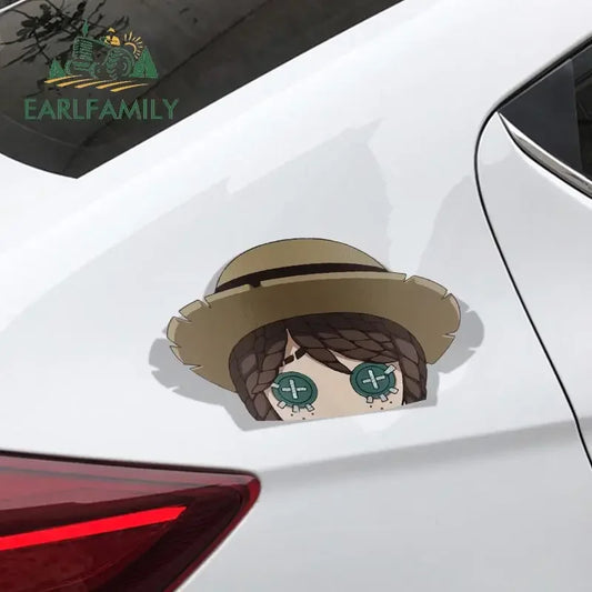 EARLFAMILY Cartoon Car Sticker for Identity V Gardener & Mercenary Peeker Peek Anime Vinyl Sticker JDM Window Trunk Bumper Decal