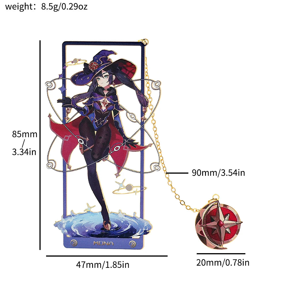 Genshin Impact Metal Bookmark – Elegant Anime Page Marker, Collectible Gift for Book Lovers & Fans