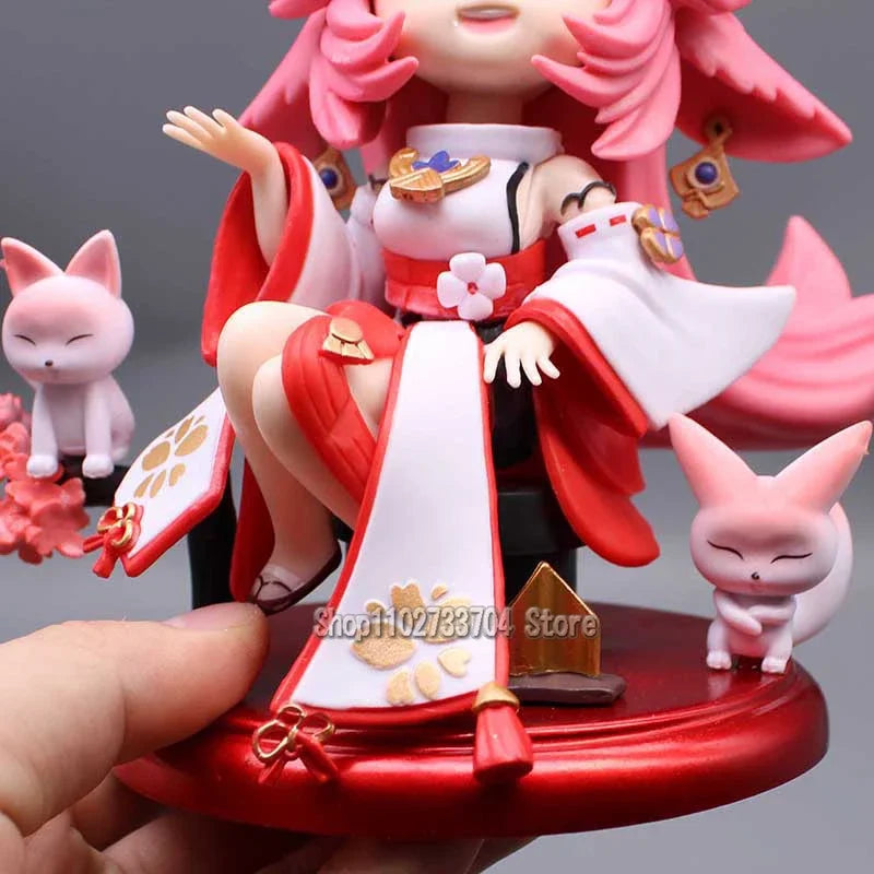 Cute Genshin Impact Figures Yoimiya Raiden Shogun Naganohara Yoimiya Yae Miko Action Figures Q Version Anime PVC Model Toys Gift