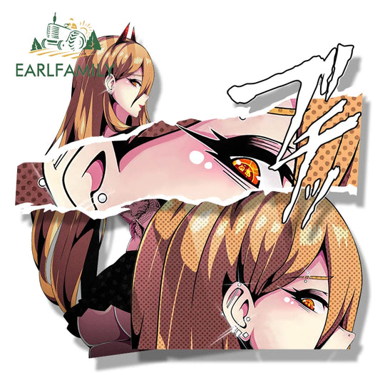 EARLFAMILY Tattoo Power Peek Car Sticker Hot Anime Waifu Sketch Decal JDM Chibi Big Head Graffiti Helmet Slap Stickers Car Wrap
