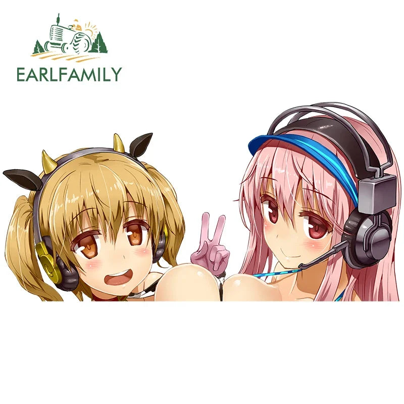 EARLFAMILY Car Sticker for Super Sonico Warning Slap Stickers Anime Vinyl JDM Rear Windshield Bumper Decal Car Accessories