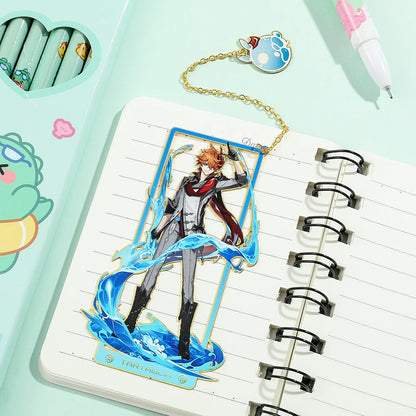 Genshin Impact Metal Bookmark – Elegant Anime Page Marker, Collectible Gift for Book Lovers & Fans